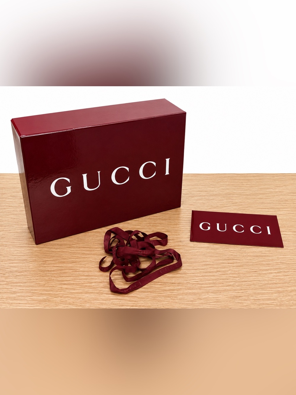Authentic Gucci Large Gift Box w/ Ribbon & Gift Envelope Luxury Set